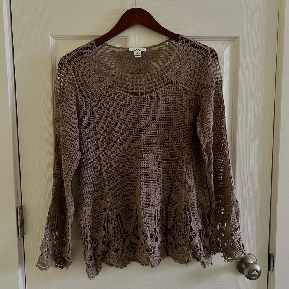 Cato Brown Crochet Blouse